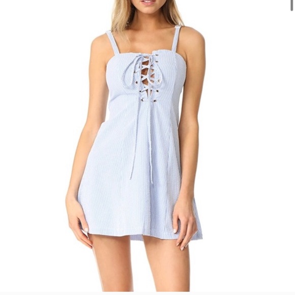 STAUD Dresses & Skirts - Staud x Solid&Striped Blue/White Seersucker Dress